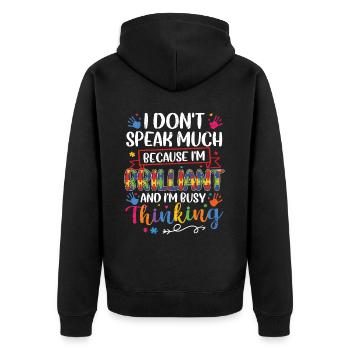 Autism - Unisex Premium Organic Zip Hoodie - black - Back - Nico (187cm)