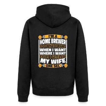 Hobby Brewer Beer Craft Beer - Unisex Premium Organic Zip Hoodie - black - Back - Nico (187cm)