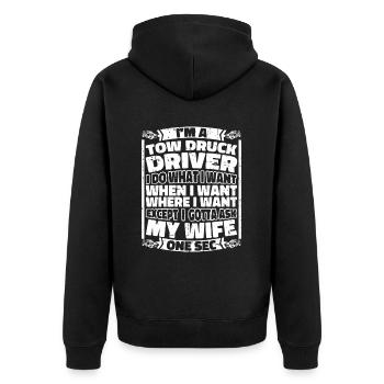 Abschleppdienst Abschlepper - Unisex Premium Bio Zip Hoodie - Schwarz - Hinten - Nico (187cm)