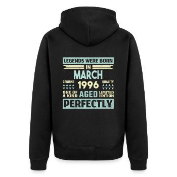 28th Birthday March Vintage 1996 Gift Idea - Unisex Premium Organic Zip Hoodie - black - Back - Nico (187cm)