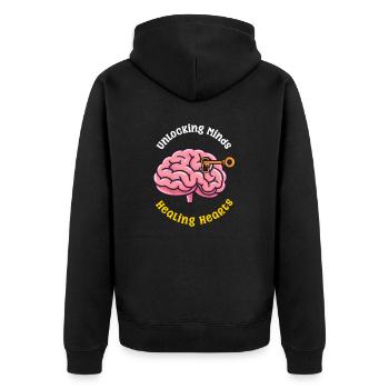 Psychologist Unlocking Minds Healing Hearts - Unisex Premium Organic Zip Hoodie - black - Back - Nico (187cm)