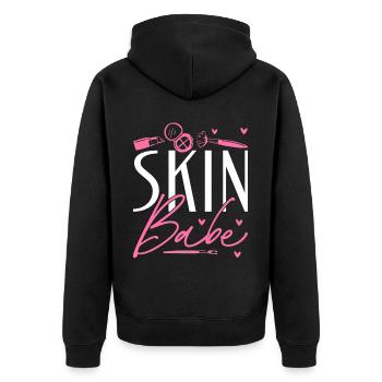 Skincare Esthetician Skin - Unisex Premium Bio Zip Hoodie - Schwarz - Hinten - Nico (187cm)
