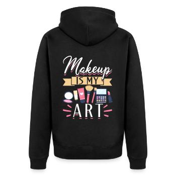 Makeup Artist Beautician & - Unisex Premium Bio Zip Hoodie - Schwarz - Hinten - Nico (187cm)