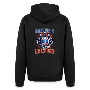 Krav Maga Fight Like Pro - Unisex Premium Organic Zip Hoodie - black - Back - Nico (187cm)