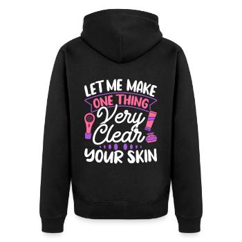 Skincare Esthetician Skin - Unisex Premium Bio Zip Hoodie - Schwarz - Hinten - Nico (187cm)