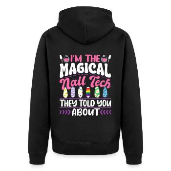 Nail Technician I'm The Magical - Unisex Premium Bio Zip Hoodie - Schwarz - Hinten - Nico (187cm)