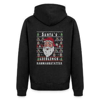 Ugly Weihnachten SANTAS LIEBLINGS Raumausstatter - Unisex Premium Bio Zip Hoodie - Schwarz - Hinten - Nico (187cm)