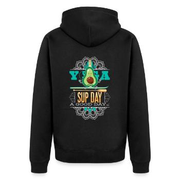SUP paddleboarding Stand Up Paddle Avocado Yoga - Unisex Premium Organic Zip Hoodie - black - Back - Nico (187cm)