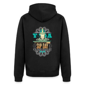 SUP paddleboarding Stand Up Paddle Frog on - Unisex Premium Organic Zip Hoodie - black - Back - Nico (187cm)
