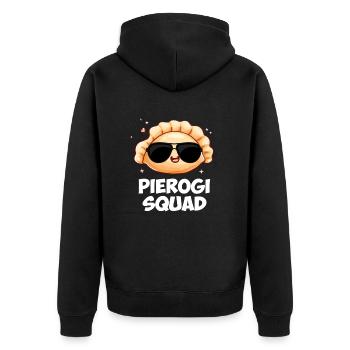 Pierogi squad Polish Pierogi - Unisex Premium Bio Zip Hoodie - Schwarz - Hinten - Nico (187cm)
