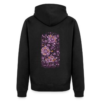 Blumen Deko Vintage Streetwear Design - Unisex Premium Bio Zip Hoodie - Schwarz - Hinten - Nico (187cm)