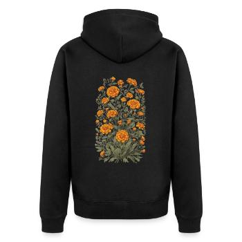 Vintage Floral Design Tagetes esthétique - Veste à capuche bio Premium Unisexe - noir - Dos - Nico (187cm)