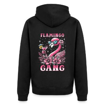 Flamingo Gang - Unisex Premium Bio Zip Hoodie - Schwarz - Hinten - Nico (187cm)