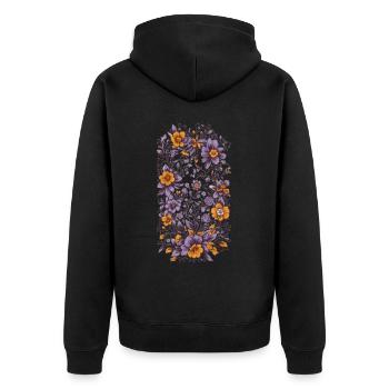 Floral Decoration Vintage Aesthetic Design - Unisex Premium Organic Zip Hoodie - black - Back - Nico (187cm)