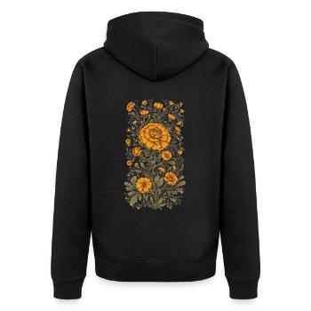 Tagetes Décoration Florale Esthétique Vintage Streetwear - Veste à capuche bio Premium Unisexe - noir - Dos - Nico (187cm)