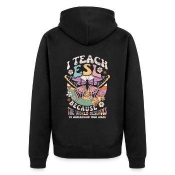 Englischlehrerin Sprachlehrer Englischlehrer - Unisex Premium Bio Zip Hoodie - Schwarz - Hinten - Nico (187cm)