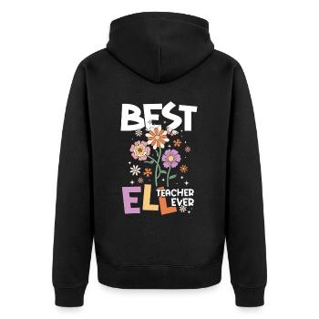 Bester Englischlehrer Englischlehrerin - Unisex Premium Bio Zip Hoodie - Schwarz - Hinten - Nico (187cm)