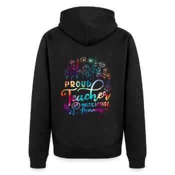 Englischlehrer Englischlehrerin Lehrer - Unisex Premium Bio Zip Hoodie - Schwarz - Hinten - Nico (187cm)