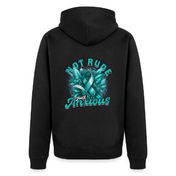 Anxiety disorder Anxiety disorders - Unisex Premium Organic Zip Hoodie - black - Back - Nico (187cm)