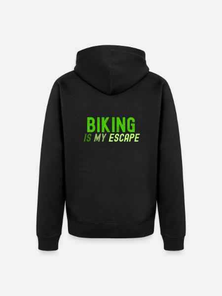 Radfahren ist meine Flucht - Unisex Premium Bio Zip Hoodie - Schwarz