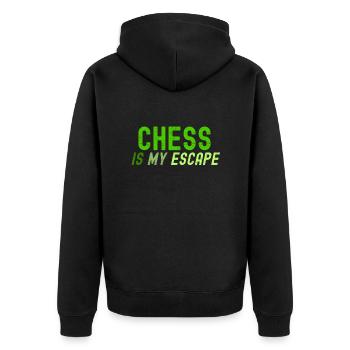 Schach ist meine Flucht - Unisex Premium Bio Zip Hoodie - Schwarz - Hinten - Nico (187cm)