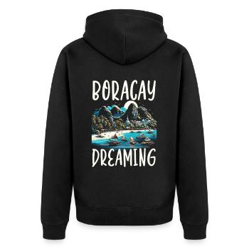 Boracay Philippinen Sommerurlaub Boaracay Beach - Unisex Premium Bio Zip Hoodie - Schwarz - Hinten - Nico (187cm)