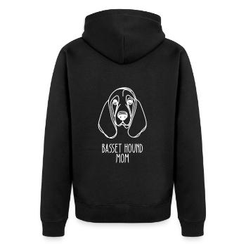 Line Art Mom - Basset Hound - Unisex Premium Bio Zip Hoodie - Schwarz - Hinten - Nico (187cm)