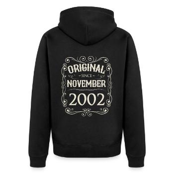 Millésime - Original depuis novembre 2002 Anniversaire - Veste à capuche bio Premium Unisexe - noir - Dos - Nico (187cm)