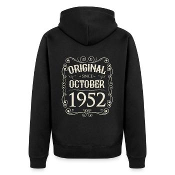 Vintage - Original since October 1952 Birthday - Unisex Premium Organic Zip Hoodie - black - Back - Nico (187cm)