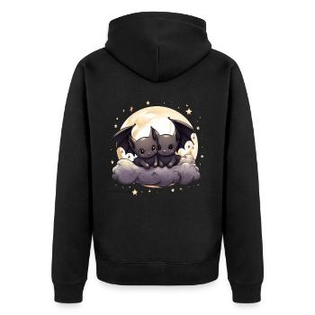 Kawaii Bat Horror Valentines Day Cute Pastel Goth - Unisex Premium Bio Zip Hoodie - Schwarz - Hinten - Nico (187cm)