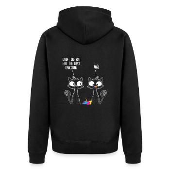 Dude Did You Eat The Last Unicorn - Unisex Premium Bio Zip Hoodie - Schwarz - Hinten - Nico (187cm)
