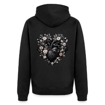 Haunted Heart Human Anatomy Horror Valentines Goth - Unisex Premium Bio Zip Hoodie - Schwarz - Hinten - Nico (187cm)