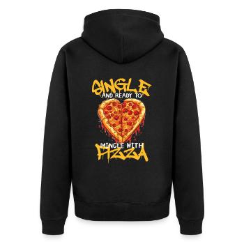 Heart Shaped Pizza Funny Anti Valentines Day - Unisex Premium Bio Zip Hoodie - Schwarz - Hinten - Nico (187cm)