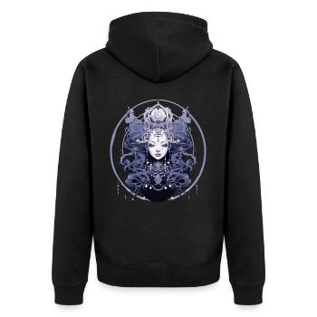 Mystical Empress Cosmic Gothic Women Divination - Unisex Premium Bio Zip Hoodie - Schwarz - Hinten - Nico (187cm)