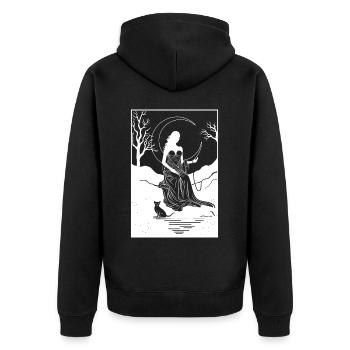 The Empress Minimalist Mystical Tarot Card - Unisex Premium Bio Zip Hoodie - Schwarz - Hinten - Nico (187cm)