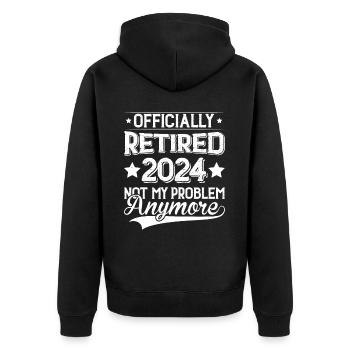 Offiziell im Ruhestand 2024 nicht mehr mein Problem - Unisex Premium Bio Zip Hoodie - Schwarz - Hinten - Nico (187cm)