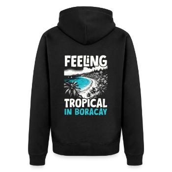 Boracay Philippinen Sommerurlaub Boaracay Beach - Unisex Premium Bio Zip Hoodie - Schwarz - Hinten - Nico (187cm)