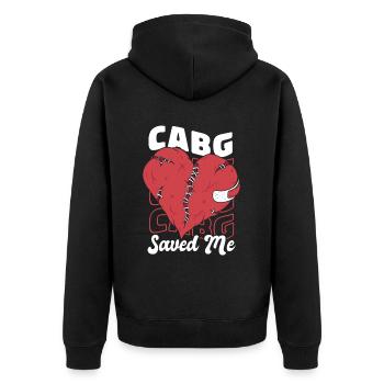 CABG Saved Me Pacemakers Catheter Open Heart - Unisex Premium Organic Zip Hoodie - black - Back - Nico (187cm)