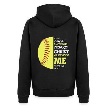 Je peux tout faire grâce à la balle molle du Christ - Veste à capuche bio Premium Unisexe - noir - Dos - Nico (187cm)