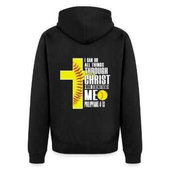 Je peux tout faire grâce à la balle molle du Christ - Veste à capuche bio Premium Unisexe - noir - Dos - Nico (187cm)