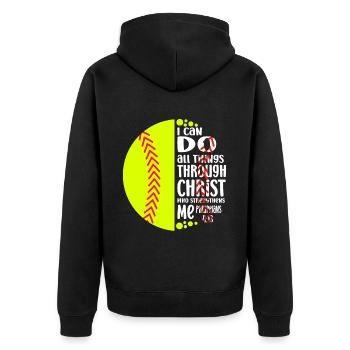 Je peux tout faire grâce à la balle molle du Christ - Veste à capuche bio Premium Unisexe - noir - Dos - Nico (187cm)