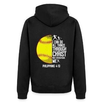 Je peux tout faire grâce à la balle molle du Christ - Veste à capuche bio Premium Unisexe - noir - Dos - Nico (187cm)