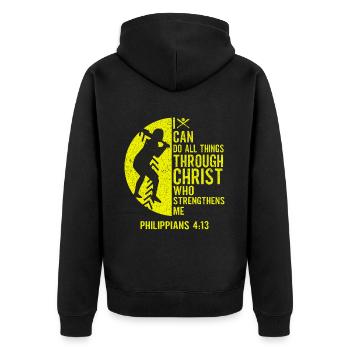 Je peux tout faire grâce à la balle molle du Christ - Veste à capuche bio Premium Unisexe - noir - Dos - Nico (187cm)
