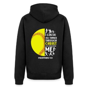 Je peux tout faire grâce à la balle molle du Christ - Veste à capuche bio Premium Unisexe - noir - Dos - Nico (187cm)