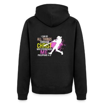 Je peux tout faire grâce à la balle molle du Christ - Veste à capuche bio Premium Unisexe - noir - Dos - Nico (187cm)