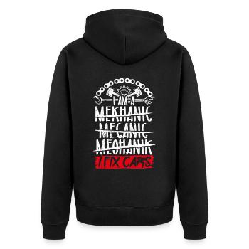 I'm a Mekhanic Mecanic Meohanik I'm Repairing - Unisex Premium Organic Zip Hoodie - black - Back - Nico (187cm)