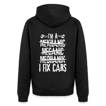 Tuner Car Enthusiast Repair Mechanic Tool - Unisex Premium Organic Zip Hoodie - black - Back - Nico (187cm)