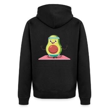 Avocado - Unisex Premium Bio Zip Hoodie - Schwarz - Hinten - Nico (187cm)