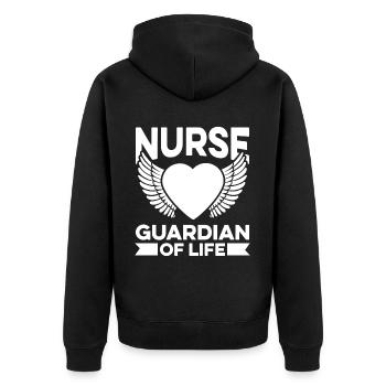 Krankenschwester Engel Spirituell - Unisex Premium Bio Zip Hoodie - Schwarz - Hinten - Nico (187cm)