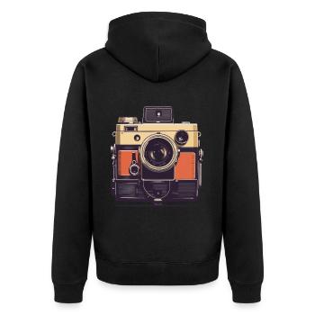 Vintage Fotokamera Aesthetic Fotograf Retro - Unisex Premium Bio Zip Hoodie - Schwarz - Hinten - Nico (187cm)